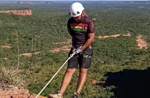 Iniciante no rapel vive aventura na Serra Furada e destaca Manoel Emídio (Foto: Reprodução)