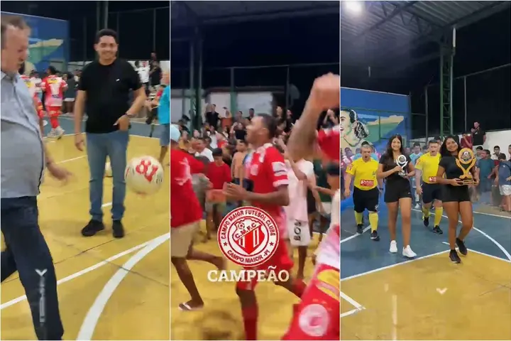 Joãozinho Félix comemora decisão do futsal no Cadeirão do Cariri