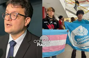 Manifestantes criticam projeto de Petrus Evelyn contra mulheres trans em Teresina (Foto: Conecta Piauí)