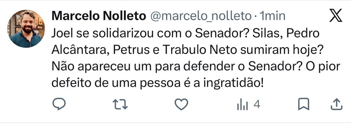 Noleto comenta sobre silêncio de aliados de Ciro Nogueira