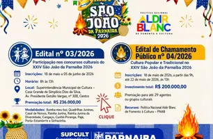 Parnaíba lança editais para fortalecer cultura no São João 2026 (Foto: Reprodução)