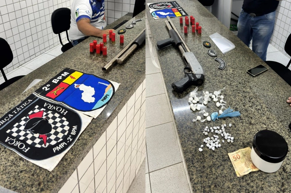 PM apreende arma, munições e drogas em imóvel abandonado em Ilha Grande do Piauí