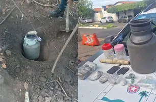 Polícia encontra drogas enterradas em área de mata na zona Sul de Teresina (Foto: Divulgação/PMPI)