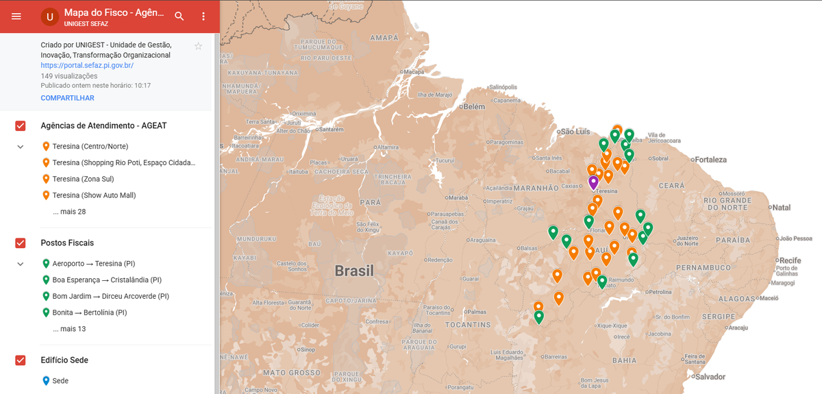 Sefaz lança mapa digital com endereços de unidades em todo o Piauí