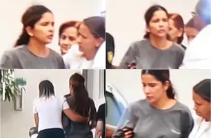 Tatiana Medeiros ao realizar perícia (Foto: Reprodução)