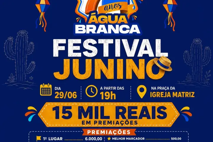 Água Branca abre inscrições para Festival Junino 2026 com R$ 15 mil em prêmios