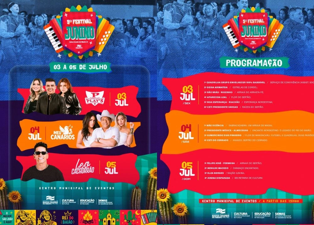 Baixa Grande do Ribeiro divulga programação do 5º Festival Junino com shows