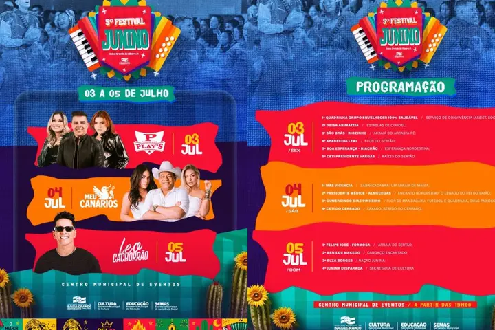 Baixa Grande do Ribeiro divulga programação do 5º Festival Junino com shows