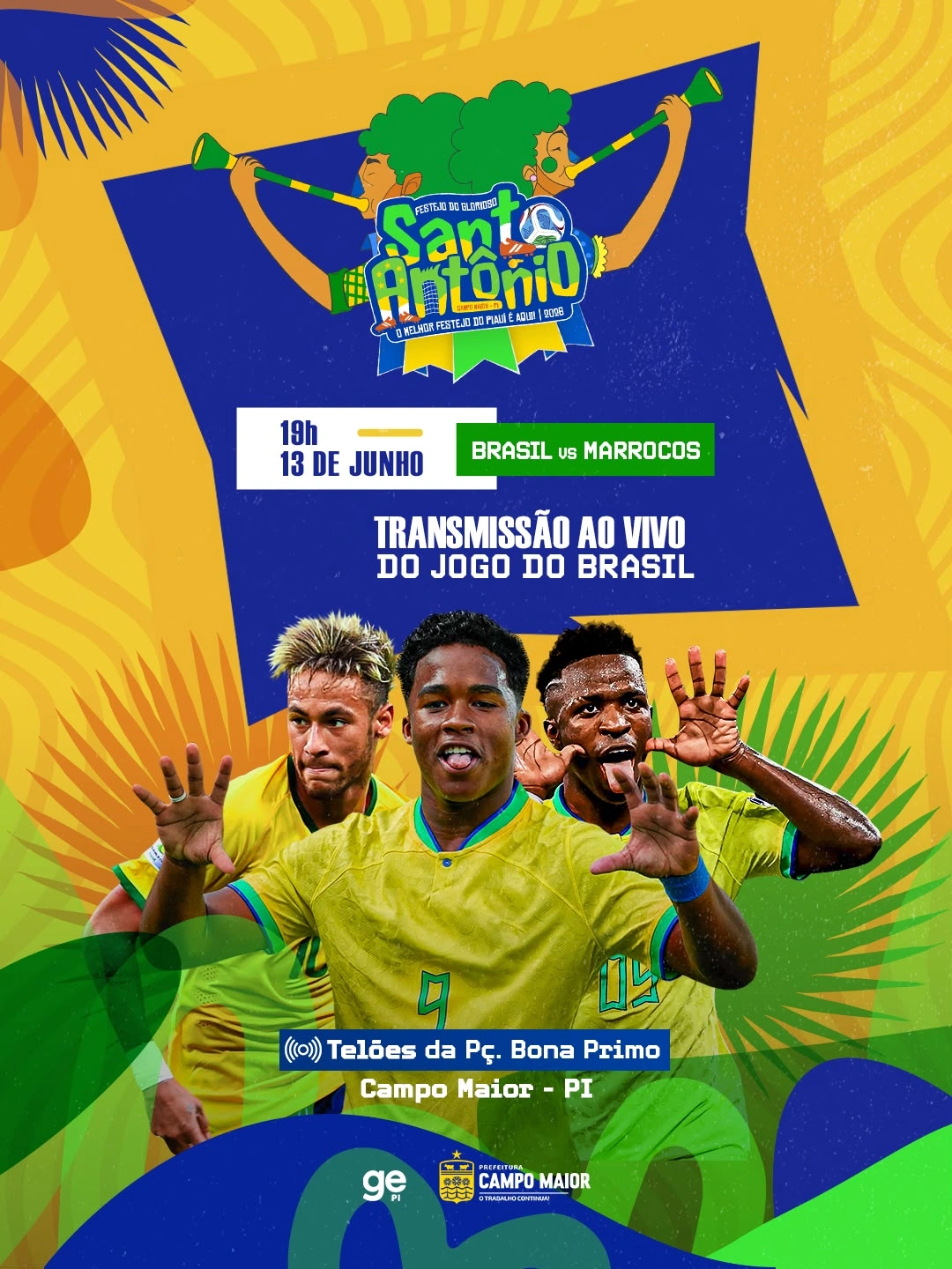 Campo Maior transmite jogo do Brasil em supertelões neste sábado (13)