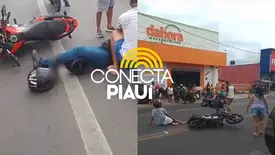 Colisão entre motos deixa motociclista por app com fratura exposta em Teresina (Foto: Reprodução)
