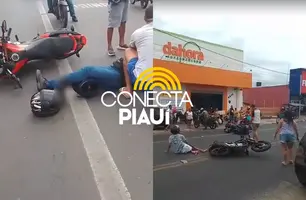 Colisão entre motos deixa motociclista por app com fratura exposta em Teresina (Foto: Reprodução)