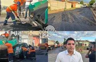 Governador vistoria obras do Programa Mais Asfalto na zona sul de Teresina (Foto: Conecta Piauí)
