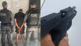 Homem é preso com pistola furtada durante abordagem na zona Sudeste de Teresina (Foto: Divulgação/PMPI)
