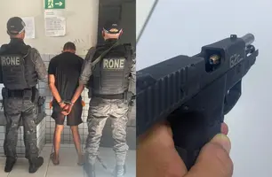Homem é preso com pistola furtada durante abordagem na zona Sudeste de Teresina (Foto: Divulgação/PMPI)