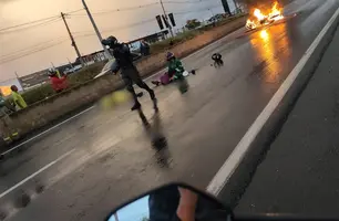 Homem morre e mulher fica ferida após acidente de moto na BR-316, em Teresina (Foto: Reprodução)