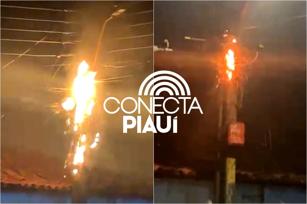 Incêndio em fios de poste causa pânico e deixa moradores sem energia em Teresina