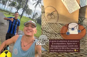 João Gomes exibe colar de opala de Pedro II nas redes após passagem por Teresina (Foto: Reprodução)