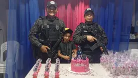 Menina realiza sonho e recebe visita da RONE em festa de aniversário em Teresina (Foto: Divulgação/PMPI)