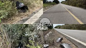 Motociclista fica gravemente ferido após colisão com carro na PI-236 (Foto: Reprodução/Canal 121)
