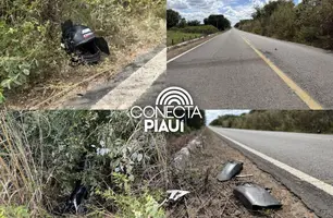 Motociclista fica gravemente ferido após colisão com carro na PI-236 (Foto: Reprodução/Canal 121)
