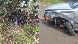 Motociclista tem perna decepada após grave colisão com carro no interior do Piauí (Foto: Reprodução/PMPI)