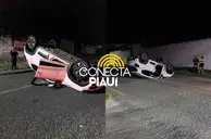 Motorista perde o controle e capota carro em cruzamento no litoral do Piauí