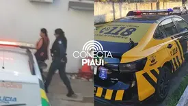 Mulher é conduzida após entregar carro a motorista sem CNH em Teresina (Foto: Reprodução)
