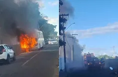 Ônibus escolar pega fogo e fica destruído na zona Sudeste de Teresina; vídeo