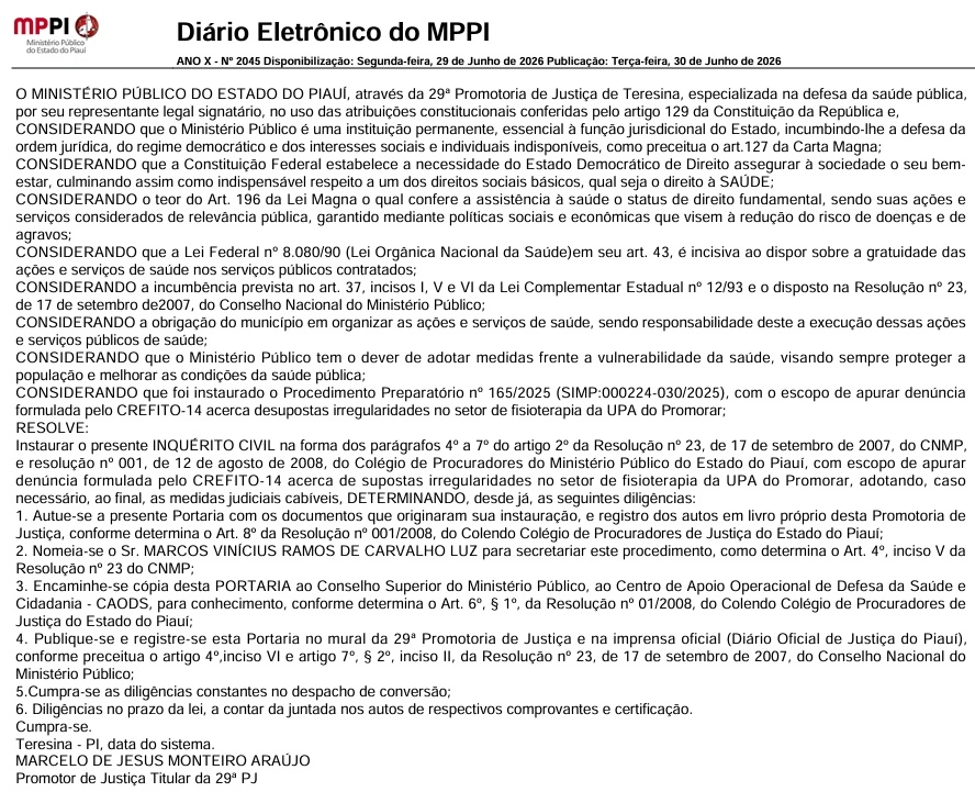 Portaria do MP-PI