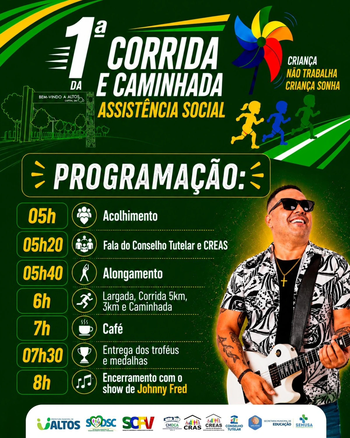 Prefeitura de Altos realiza neste domingo Corrida Contra o Trabalho Infantil