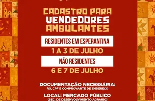 Prefeitura de Esperantina abre cadastro para vendedores do São João da Esperança (Foto: Reprodução)