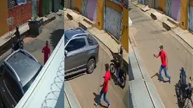 PRF tem arma roubada por criminosos durante assalto dentro de casa em Timon; vídeo (Foto: Reprodução)