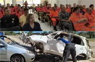 Profissionais das forças de segurança passam por treinamento de resgate veicular