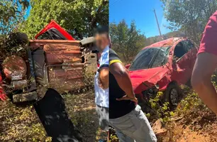 Quatro pessoas ficam feridas após capotamento na zona rural de Itainópolis (Foto: Cidades na Net)