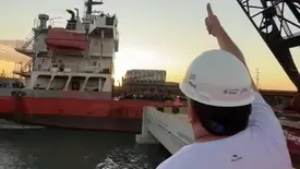 'Quem viabiliza o porto é a carga', diz Fonteles após navio atracar no Porto Piauí (Foto: Reprodução)