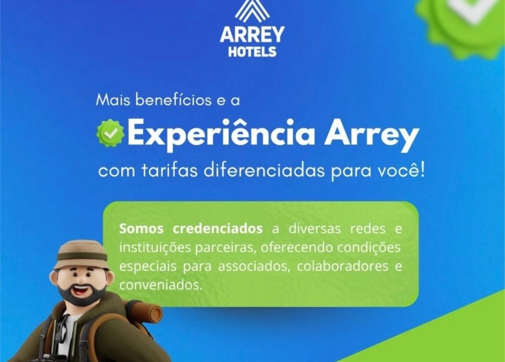 Rede Arrey Hotels oferece tarifas especiais para parceiros e conveniados