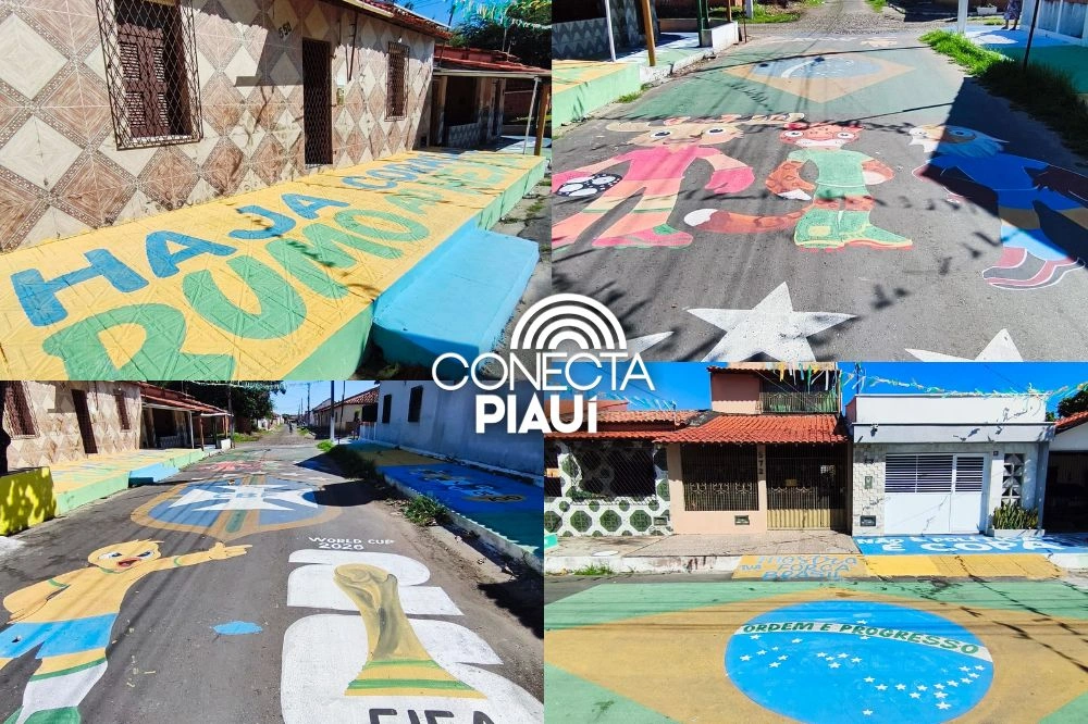 Rua em Parnaíba ganha decoração especial para estreia do Brasil na Copa