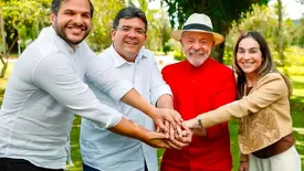 Washington Bandeira, Rafael Fonteles, Lula e Isabel Fonteles (Foto: Reprodução/RedesSociais/@rafael.fonteles)