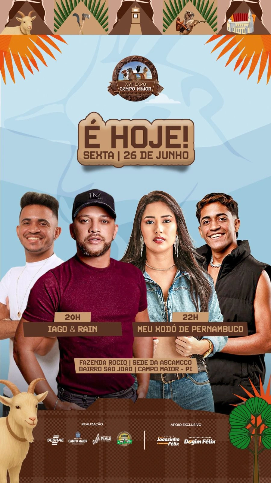XVI Expo Campo Maior terá shows de Iago & Rain e Meu Xodó de Pernambuco hoje