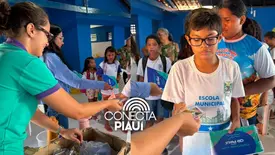 Águas do Piauí promove gincana sobre descarte de óleo em escola de Parnaíba (Foto: Reprodução)