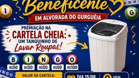 Alvorada do Gurguéia promove bingo beneficente com prêmio de tanquinho (Foto: Reprodução)