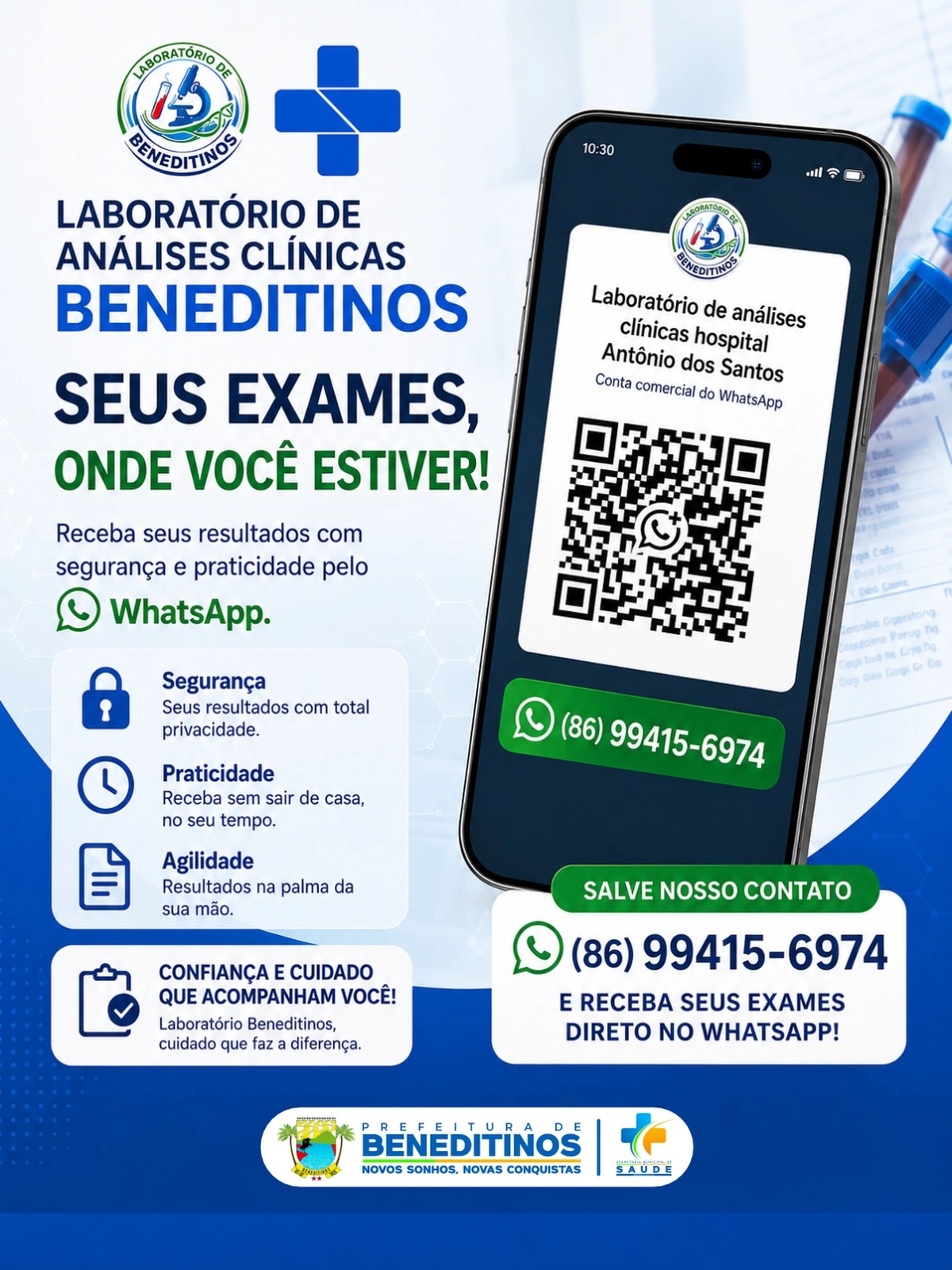 Beneditinos passa a enviar resultados de exames pelo WhatsApp