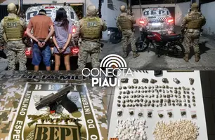 BEPI apreende arma, drogas e dinheiro com dois adolescentes durante ação em Altos (Foto: Reprodução)