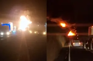 Caminhão-tanque explode após colisão e interdita BR-316 no Piauí (Foto: Reprodução)