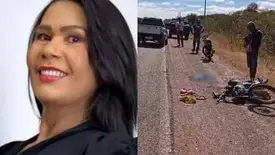 Colisão entre moto e caminhonete na BR-020, no Sul do Piauí, deixou mulher morta (Foto: Reprodução)