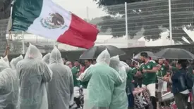 Com muita chuva, Inglaterra x México é adiado em uma hora na Copa do Mundo (Foto: Reprodução/CazéTV)
