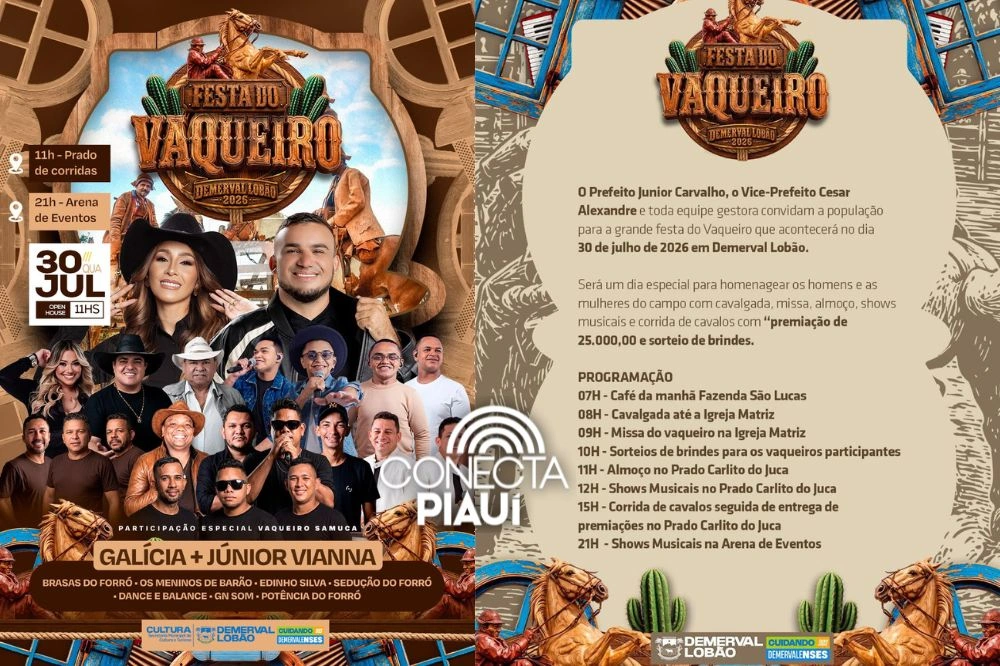 Demerval Lobão realiza Festa do Vaqueiro 2026 com shows e cavalgada