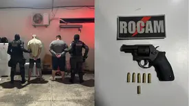 Dupla é detida com revólver após policiais ouvirem disparo na zona Sul de Teresina (Foto: Divulgação/ROCAM)