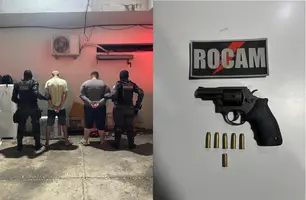 Dupla é detida com revólver após policiais ouvirem disparo na zona Sul de Teresina (Foto: Divulgação/ROCAM)