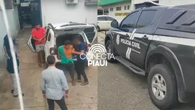 Empresário captura suspeitos de furtar peças e os leva à Central de Flagrantes (Foto: Conecta Piauí)